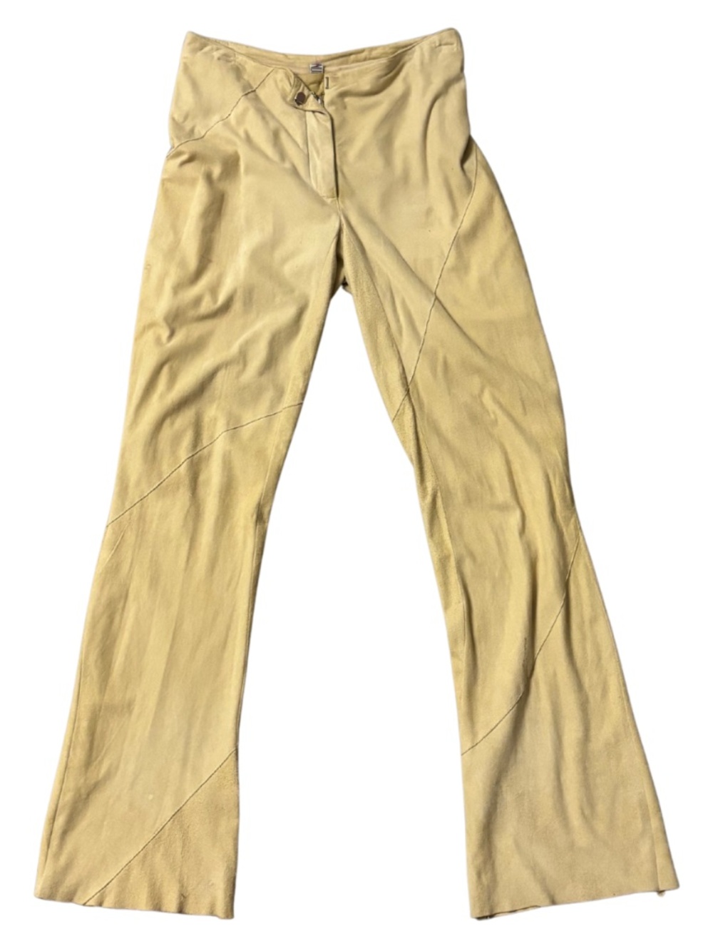 Vintage-style flared leg beige suede pants From Laundry by Shelli Segal